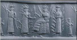 2b - Enlil, spouse Haia, Nisaba, & Ninlil