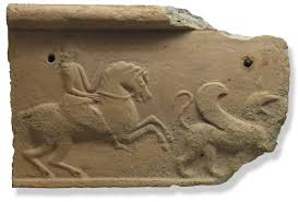 Inanna on horseback atop Ninurtas winged lion beast