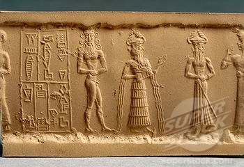 Modern man, Enki, and Isumud looking forward and backward