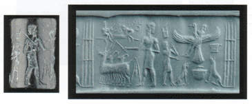 Etana ascending to heaven on an eagle, cuneiform seal