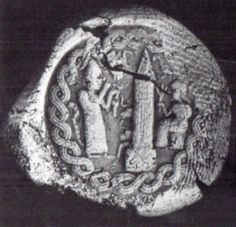Mesopotamian gods beside an alien rocket with Ningishzidda and Marduk symbols