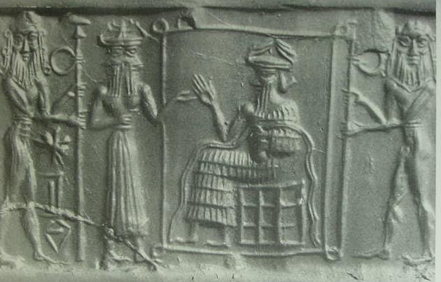 Enki and Isumud in Eridu with early earthlings