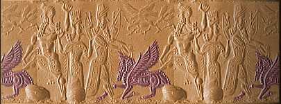 9 - Gilgamesh, Inanna, Utu, & Bull of Heaven, King Anu's creature given to Inanna so as to take revenge on Gilgamesh for his refusal to become lovers