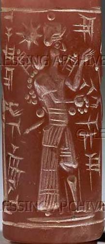 1k - Inanna seal with alien technology upon her shoulders & with her 8-Pointed Star symbol for Venus, the Goddess of Love & War