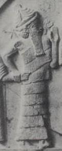 52 - Ningishzidda with entwined horned serpents over his shoulders, he is sometimes called the serpent god