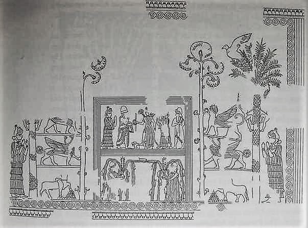 35 - Ningal, spouse Nannar, daughter Inanna, Ninsun, & semi-divine king; a time long forgotten when the gods walked & talked with semi-divine earthlings; Mari mural