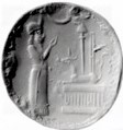 32c - Nannar's Moon Crescent, cousin Marduk's long stage Rocket atop Mushhushshu, &  Nabu's Stylus symbols, Nabu seal