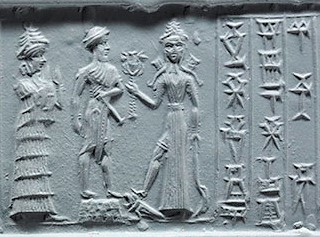 3a - great artifact of Ninsun, her son-king & high-priest atop temple-residence, & Inanna the Goddess of Love & War as his spouse; we don't know how many semi-divine kings Inanna espoused, nor how long it went on