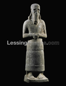 Basalt statue dedicated to Hadad, god of thunderstorms, by Shamash-nuri and Hadad-isi, king of Guzana and his son. The inscription praises Hadad and threatens persons who damage the statue with the god's wrath. From Tell Fekherye H: 165 cm Inv. 7439