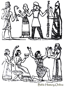 4ca - Martu & unknown gods above, Babylonian king scene below