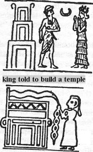 7c - top, mixed-breed king & mother Ninsun, high-priestess decorates temple in Ur