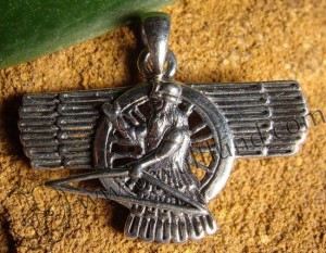 3j - Ashur, Assyrian god of war, silver pendant
