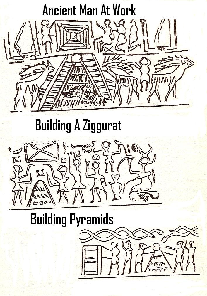 3c - ancient man at work in the mines of the gods, Enki's family devised a plan to create workers from a wild creature found in the Abzu, Enki fashioned "modern man" in his image & in his likeness, the workers had to be strong & capable of taking orders