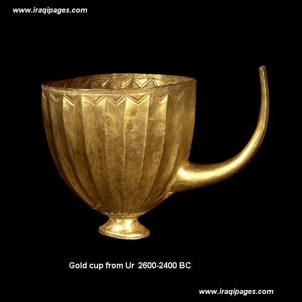 14 - gold cup from Nannar's great metropolis of Ur, the gold was primarily mined in South Africa, recently discovered, & it was to be shipped to Enlil's Eden for smelting, once down to pure gold, it was space-trucked to Mars, where it was stored until their planet Nibiru flys past the outside of Mars, then home to Nibiru it went