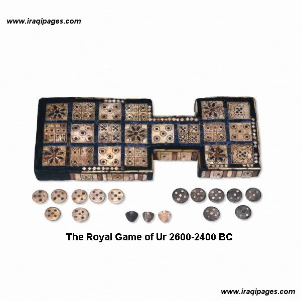16a - board game, 2,600 B.C., in Nannar's great metropolis of Ur, many firsts in many areas of recreation, music, games, contests, etc., etc.