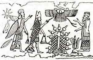 17a - Enki lands on Earth in the Persian Gulf, donned the Fishes Suit, & meets Alalu ashore, Kish artifact of lost ancient history, a time when the gods walked the Earth