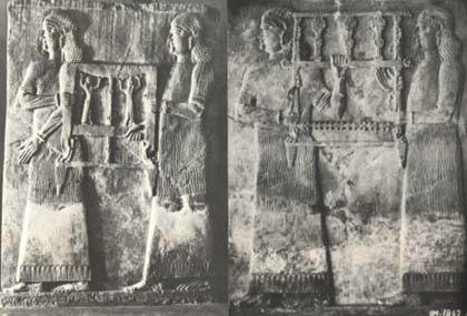 18a - Assyrian artifact of a desk or bed being carried, the king was the go-between for the alien gods & earthlings, the king lived or died serving his patron god, imposing the giant god's will upon the earthlings below