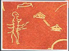 1aa - early man & UFO painting artefact found in Pech Merle Caves of ancient France, very early man tried to record for posterity the unexplainable machines seen flying in the skies