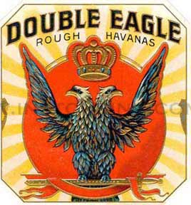 27 - Double-Headed Eagle Cigar Band, Mason owned company, Masons keep these Mesopotamian symbols of giant alien gods & mixed-breed earthlings current, hiding them in plain sight in governments, art, architecture, corp. logos, etc.