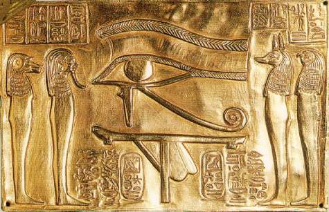 2a - Egyptian golden eye of Horus, Marduk's grandson, Horus avenged his father's murderer, uncle Seth, Horus lost an eye in their battle to the death, then their faces were changed to those of animals, hiding defects from age & battle