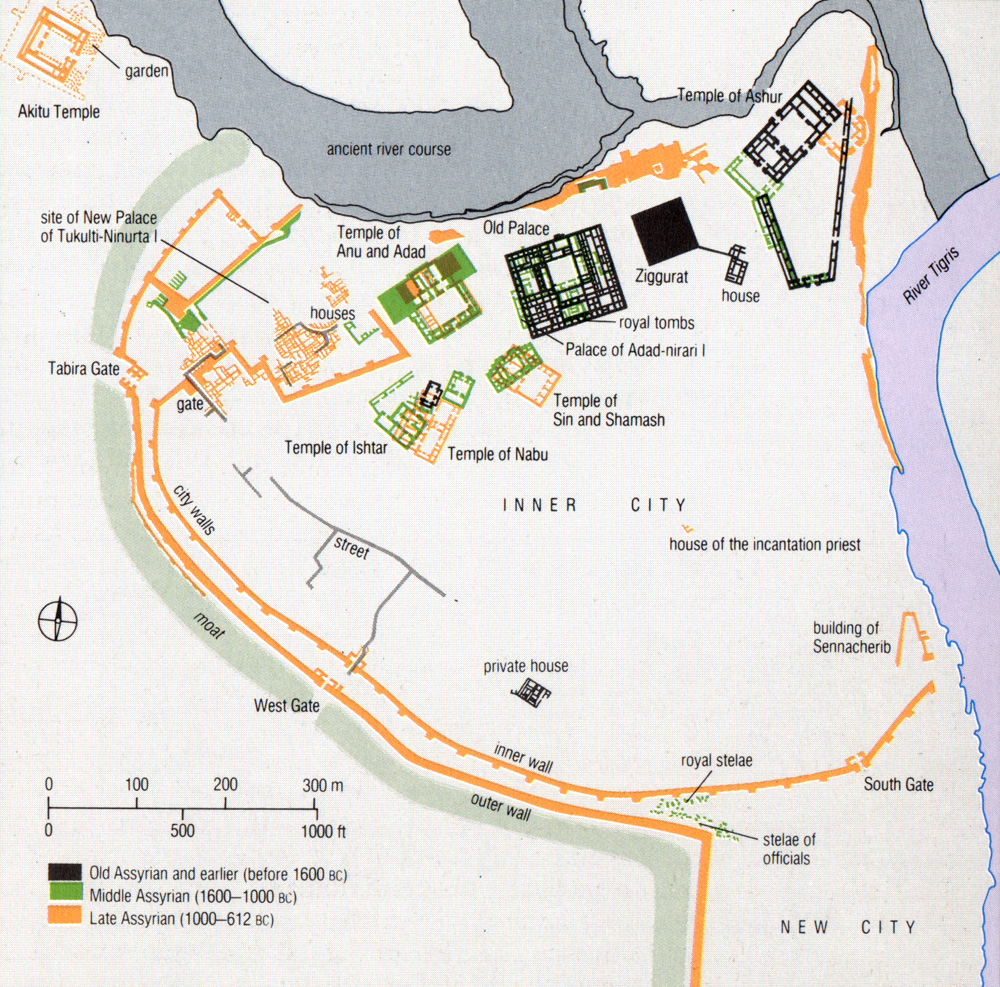 2d - diagram of the house & city that giant alien god Ashur lived in, as the city's patron god, all inside focussed around Ashur's commands, the mixed-breed kings would see to them being carried out by the loyal followers of the city