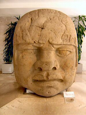 2m - Olmec head artefact, possibly a king's head, hundreds of Olmec heads have been discovered so far, kings carved in succession, Olmec's are black Africans shipped to the Yucatan by Ningishzidda due to his expulsion from Egypt by his brother Marduk, the 1st earthlings to inhabit So. America, as dislpayed by Sitchin in the Mexico City Museum