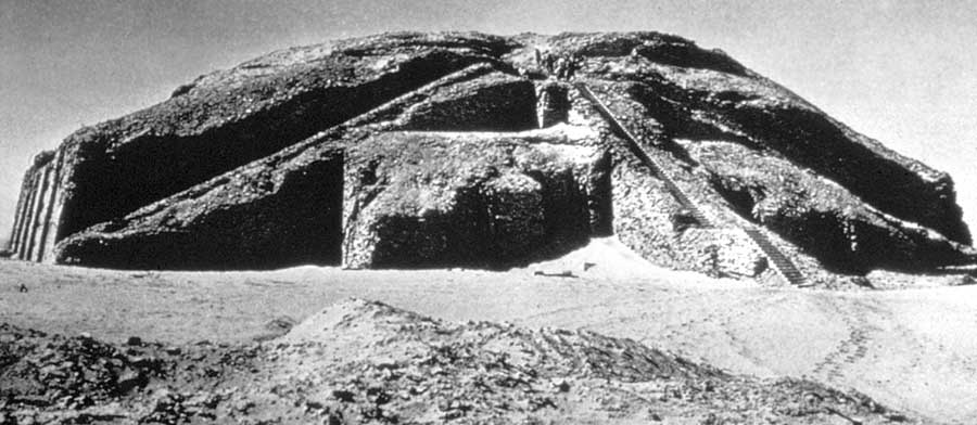 3d - Nannar's Ziggourat Temple in Ur, features the "Stairway to Heaven", Nannar & Ningal's mud brick-built house in the ancient city Ur, the great god Nannar was the 1st son to Enlil & Ninlil, grandson to Anu, the King (father) in Heaven, Nannar was the Moon Crescent god of all Mesopotamia, Nannar was the Biblical god of Abraham, Isaac, & Jacob, named "El", means "god", "Elohim" means "gods"