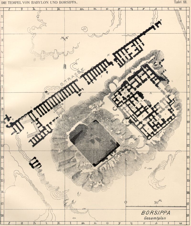4 - Ancient Borsippa, city of alien giant god Nabu, map of ancient Borsippa in Sumer, one of the 1st cities on Earth established by giant alien gods, the alien giants had their own ziggurats - residences called temples,  houses of the gods on Earth Colony