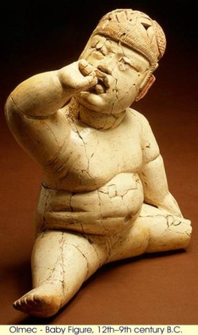 5a - Olmec baby artefact, Olmec's are black Africans shipped to the Yucatan by Ningishzidda, the 1st humans to inhabit So. America, as displayed by Sitchin in the Mexico City Museum