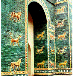 6a - Ishtar Gate, Built by King Nebuchadnezzar II, 604-562 B.C., Inanna's personal entrance to her temple in Babylon, it's not really known if she ever went to stay there