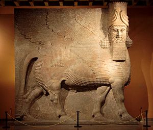 6e - Nimrud Shedu, Lammasu, a no longer existing artefact of when giant aliens from planet Nibiru came & colonized Earth, created man in their image, & in their likeness, to become the workers for the gods