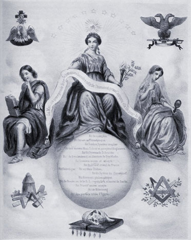 6z - Paris, masonic womenhead, with symbols of the gods above