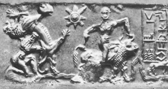 bio-engineering, King Gilgamesh & his companion Enkidu, fashioned for him by Ninhursag, killed the Bull of Heaven, Anu's protective creature that Inanna had borrowed to combat Gilgamesh, SEE GILGAMESH TEXTS ON ANU'S PAGE UNDER URUK KINGS