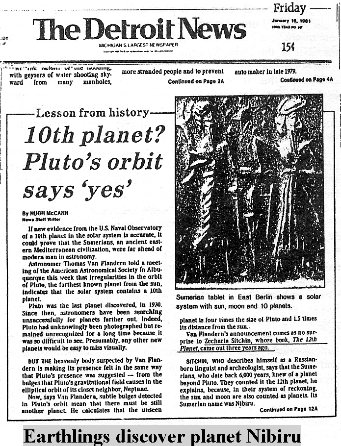 1 - earthlings find Nibiru, a 12th star wobbles Pluto's orbit