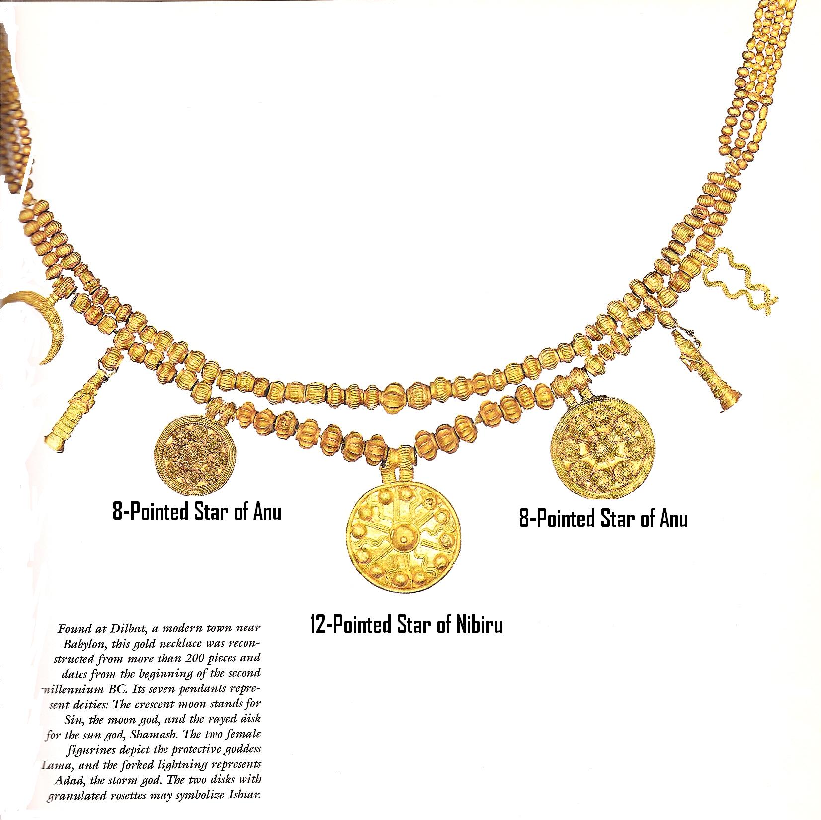 6d - 2,000 B.C. artefact discovered near Babylon, Nibiru symbols decorate the necklace, 12-pointed star symbol of Nibiru