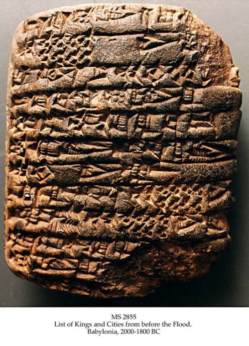 3a - list of antediluvian kings, before the Great Flood, each semi-divine king lived many thousands of years, their time was incrimentally reduced after the flood