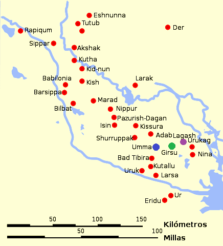Eridu, Enki's patron city found in the "land between the rivers", the "Eden"