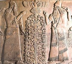 22 - Assyrian king, Ashur in sky-disc, Babylonian king, & Tree of Life