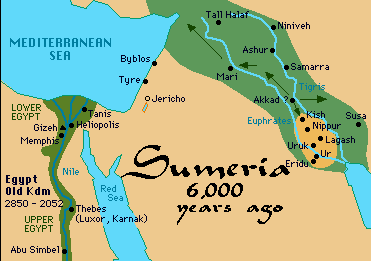 12 - Sumerian Map showing Assur in the north
