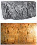 26 - top: Ninkasi tests her brew, bottom: Assyrian king