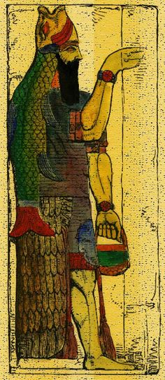 1 - Dagan - Oanes - Enki wearing the "Fish's Suit" - an alien wet suit used by the Anunnaki swimming to shore