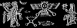 11 - Communication Satelite of the gods between 7dots or planet symbol for Earth, & 6-pointed star symbol for Mars
