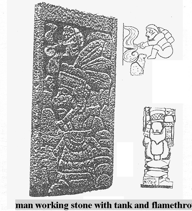 12 - alien advanced high-tech rock cutter, or rock softener used by the bearded gods in Mesoamerica