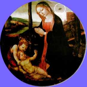 19 - "The Madonna" with Saint Giovannino, 15th century unknown artist, sky-disc hovers over Mary's shoulder