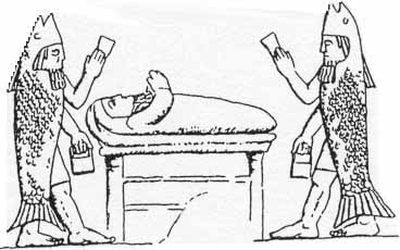 24 - Enki & Abgal with unidentified on bed, Oannes priests waking star traveler