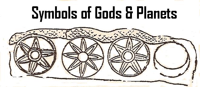 1a - Nabu's 6-Pointed star of Mars, Anu's - then Inanna's 8-Pointed Star of Venus, Enlil's 7-Pointed Star of Earth, & Enki's Solar Eclipse symbols