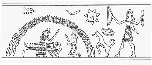 2 - Enlil's 7-Pointed Star & his 7-Planets symbols of authority on Earth, the 7th planet in our solar system; Damu with patient, Bau, & Enlil