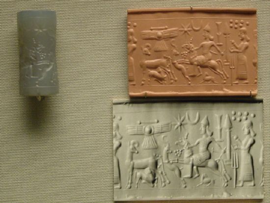 39 - Inanna on horse back & Ninhursag; Nibiru, Inanna, Nannar, Nabu, Marduk, Adad, & Enlil's 7-Planets symbols