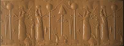 3g - Enki, Enlil, & Bau in background, communication systems were needed between planets, & between each of their cities; Marduk's rocket symbol atop Mushhushshu
