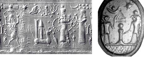 5 - Nibiru's Sky-Disc, Enlil's 7-Pointed Star, Nabu's Stylus, & Marduk's Spade symbols; Inanna receives her directions from Commander Enlil